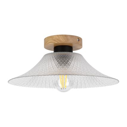 Φωτιστικό οροφής JULL WOOD 1xE27/15W/230V δρυς/διάφανο, διάμετρος 34 εκ.