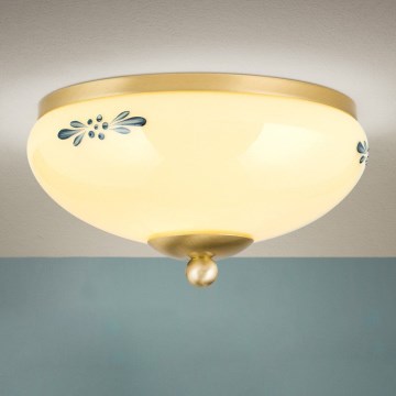 Φωτιστικό οροφής LANDHAUS 1xE27/60W/230V Ø 21 εκ. μπρούτζι/μπεζ/μπλε