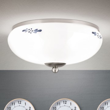 Φωτιστικό οροφής LANDHAUS 2xE27/60W/230V Ø 28 εκ. ματ χρώμιο/λευκό/μπλε