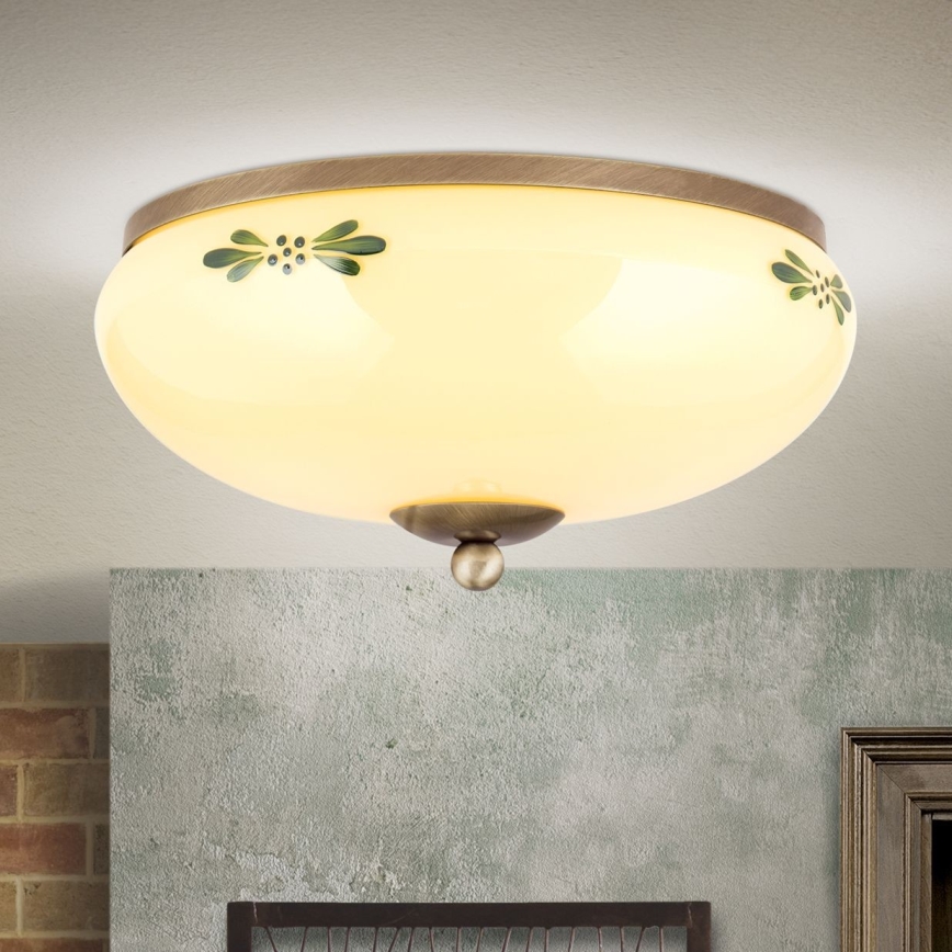 Φωτιστικό οροφής LANDHAUS 2xE27/60W/230V διάμετρος 28 cm μπρονζέ/μπεζ