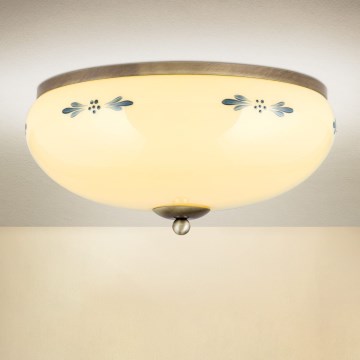 Φωτιστικό οροφής LANDHAUS 3xE27/60W/230V διάμ. 35 cm μπρονζέ/μπεζ/μπλε