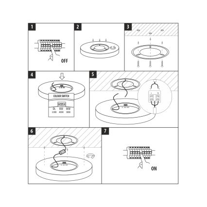 Φωτιστικό οροφής LED 24W 230V, επιλογή θερμοκρασίας χρώματος 3000/4000/6500K, διάμ. 30 εκ., λευκό