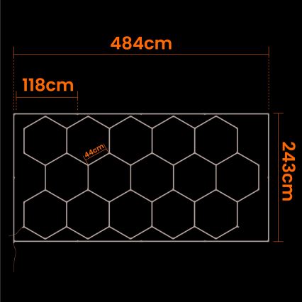 LED φωτιστικό οροφής HEXAGON LED/696W/85-265V 6500K 484x243 cm CRI 90 IP44 λευκό