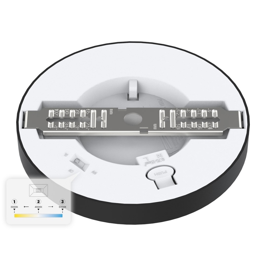 Φωτιστικό οροφής LED EVORA, 6W, 230V, 3000/4000/6000K, Ø 14 εκ., μαύρο