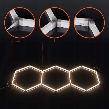 Φωτιστικό οροφής LED HEXAGON LED/128W/85-265V 4000K 248x97 cm CRI 90 IP54 λευκό