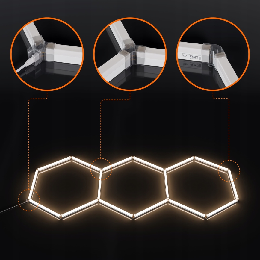 Φωτιστικό οροφής LED HEXAGON LED/128W/85-265V 4000K 248x97 cm CRI 90 IP54 λευκό
