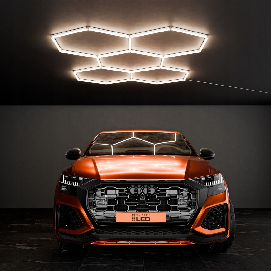 LED φωτιστικό οροφής HEXAGON LED/240W/85-265V 4000K 298x209 cm CRI 90 IP44 λευκό