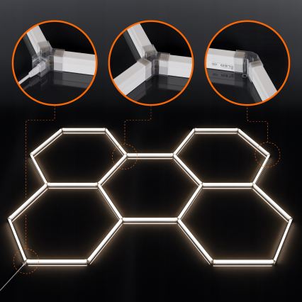 LED φωτιστικό οροφής HEXAGON LED/240W/85-265V 4000K 298x209 cm CRI 90 IP44 λευκό