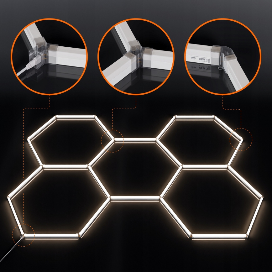 LED φωτιστικό οροφής HEXAGON LED/240W/85-265V 4000K 298x209 cm CRI 90 IP44 λευκό