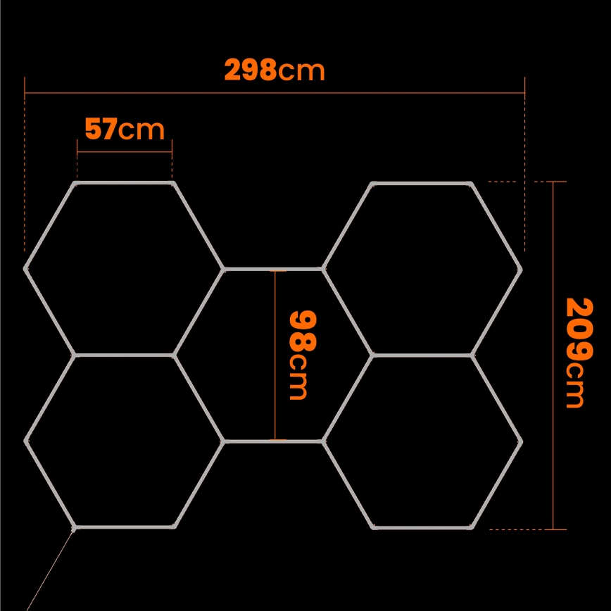 LED φωτιστικό οροφής HEXAGON LED/240W/85-265V 4000K 298x209 cm CRI 90 IP44 λευκό