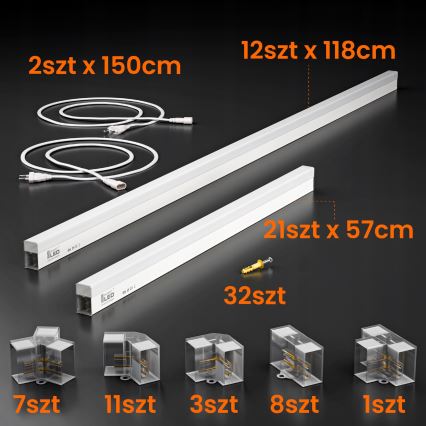 LED φωτιστικό οροφής HEXAGON LED/426W/85-265V 4000K 484x243 cm CRI 90 IP44 λευκό