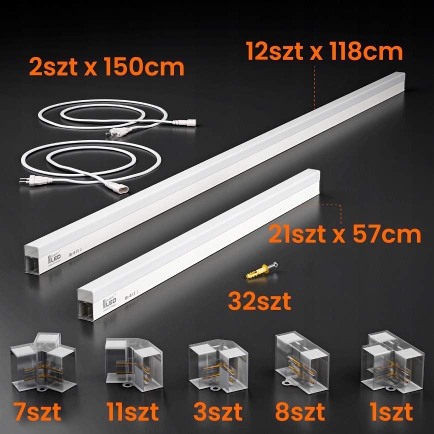 LED φωτιστικό οροφής HEXAGON LED/426W/85-265V 4000K 484x243 cm CRI 90 IP44 λευκό