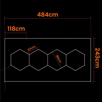 LED φωτιστικό οροφής HEXAGON LED/426W/85-265V 4000K 484x243 cm CRI 90 IP44 λευκό