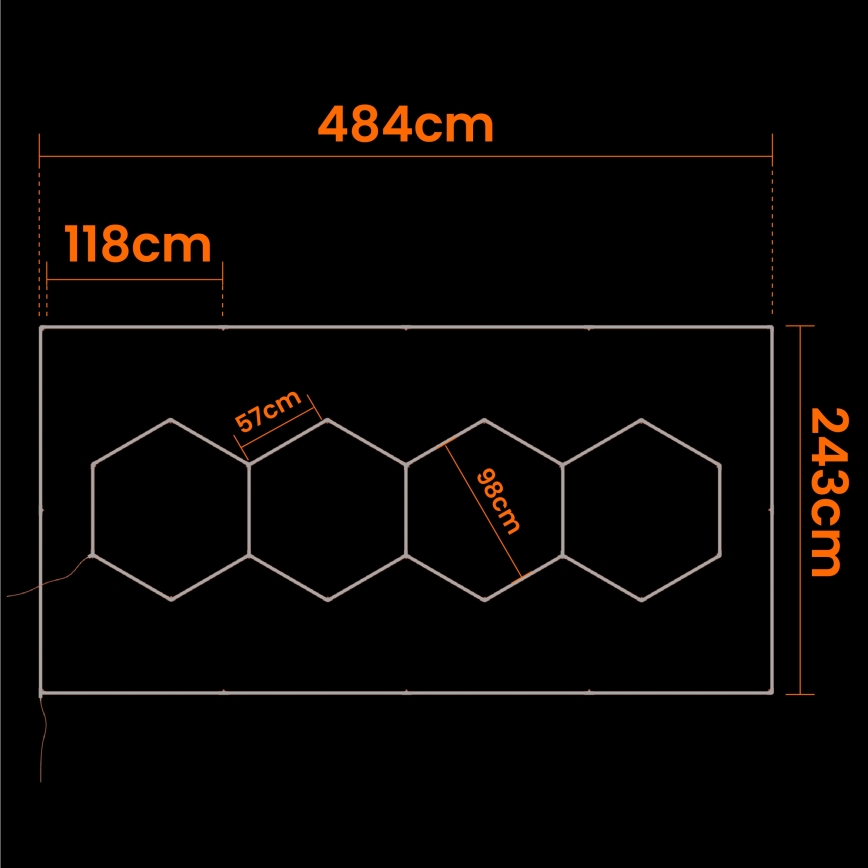 LED φωτιστικό οροφής HEXAGON LED/426W/85-265V 4000K 484x243 cm CRI 90 IP44 λευκό