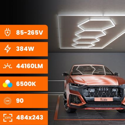 Φωτιστικό οροφής LED HEXAGON LED/426W/85-265V 6500K 484x243 εκ. CRI 90 IP44 λευκό