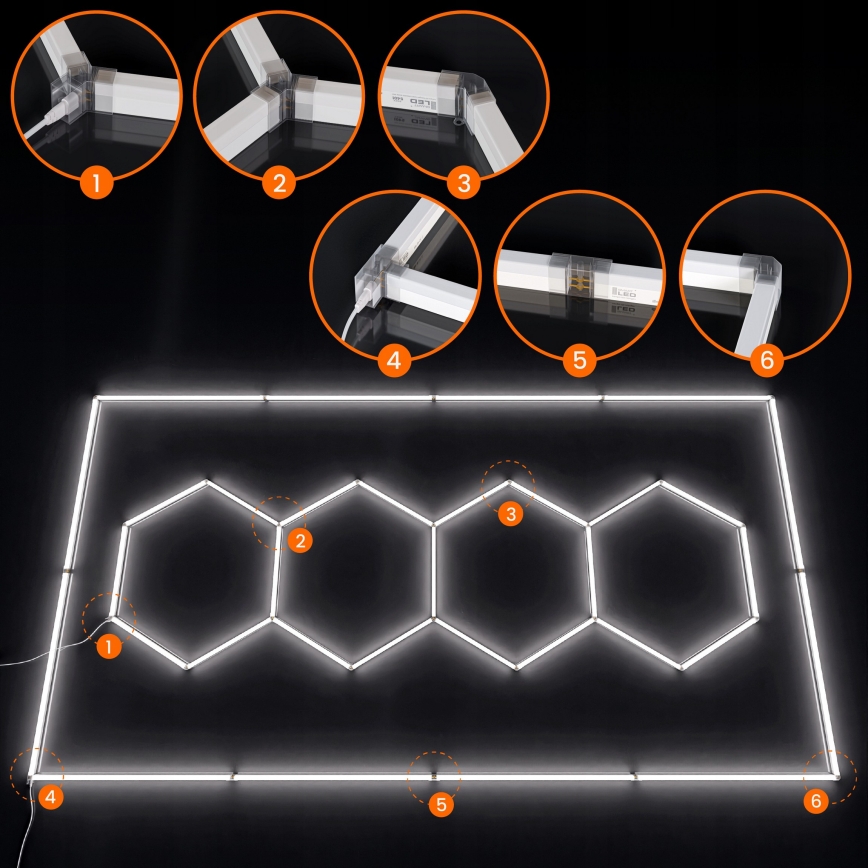 Φωτιστικό οροφής LED HEXAGON LED/426W/85-265V 6500K 484x243 εκ. CRI 90 IP44 λευκό