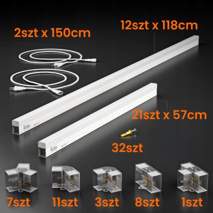 Φωτιστικό οροφής LED HEXAGON LED/426W/85-265V 6500K 484x243 εκ. CRI 90 IP44 λευκό