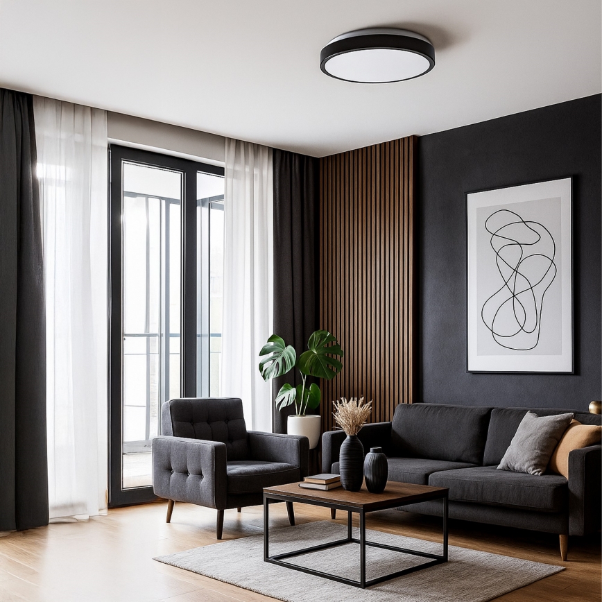 Φωτιστικό οροφής LED LIBRA LED/24W/230V 4000K διάμ. 39 cm μαύρο