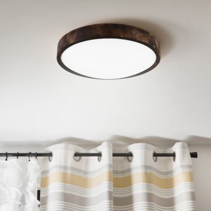 Φωτιστικό οροφής LED OAK SMOKY SLIM LED/36W/230V 4000K, διάμ. 37 cm, δρυς/σκούρο καφέ