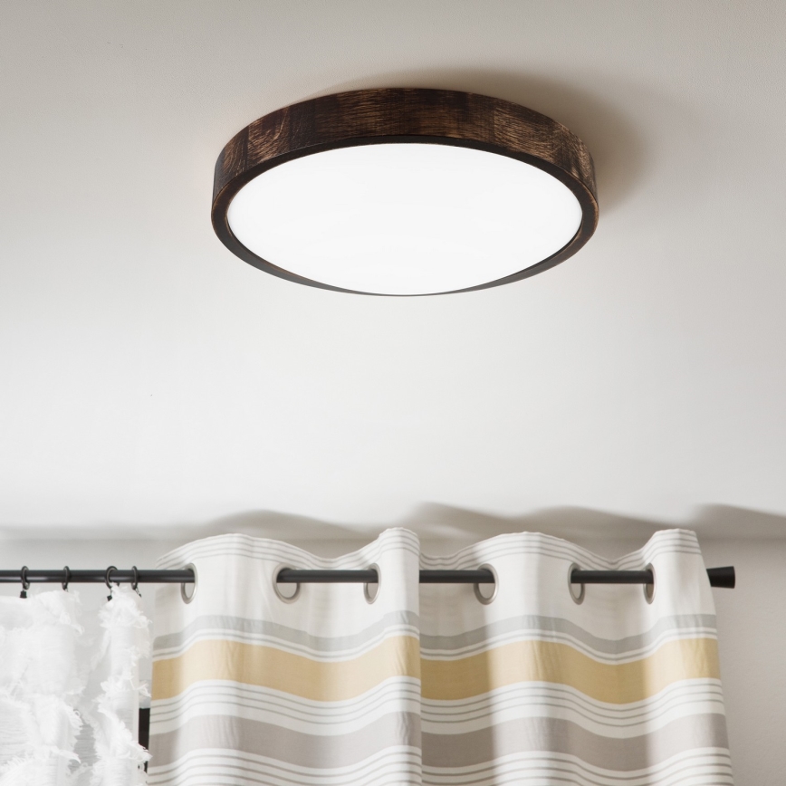 Φωτιστικό οροφής LED OAK SMOKY SLIM LED/36W/230V 4000K, διάμ. 37 cm, δρυς/σκούρο καφέ