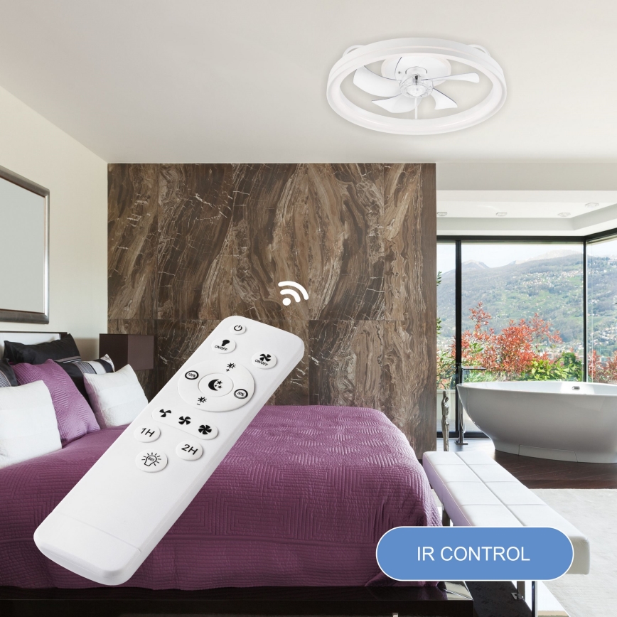 LED Φωτιστικό οροφής dimmable με ανεμιστήρα FARGO LED/37W/230V λευκό + τηλεχειριστήριο