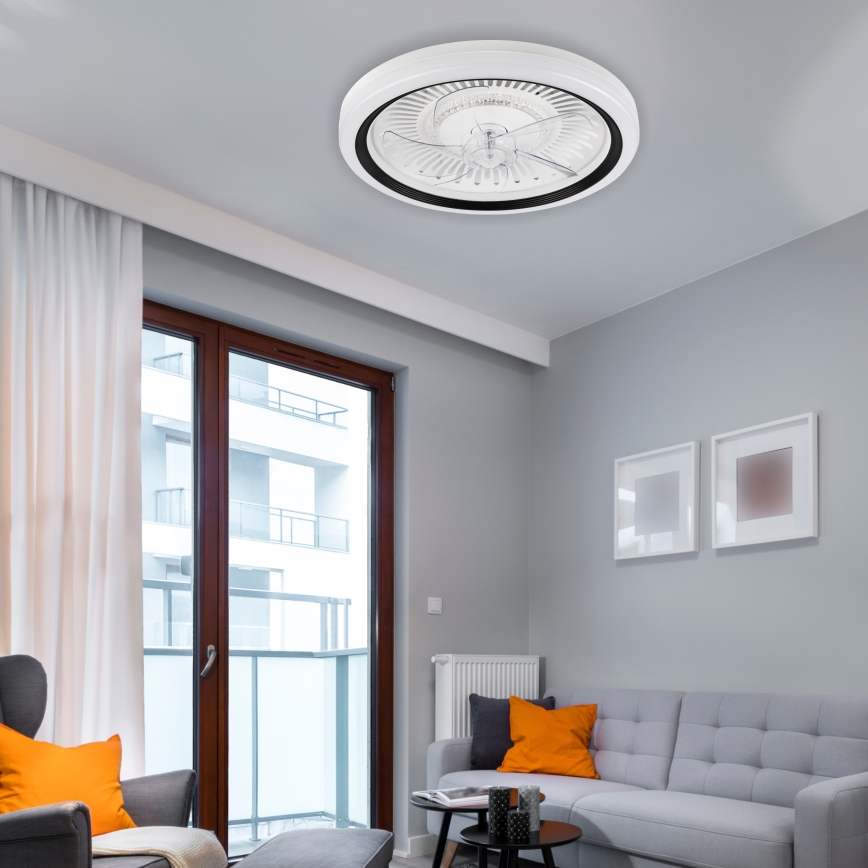LED Φωτιστικό οροφής dimmable με ανεμιστήρα GEMMA LED/37W/230V λευκό + τηλεχειριστήριο