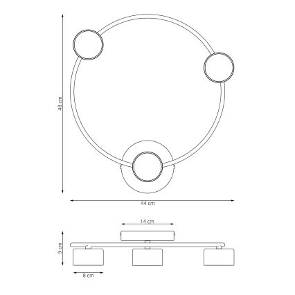 Φωτιστικό οροφής LUCIO 3xGX53/12W/230V μαύρο