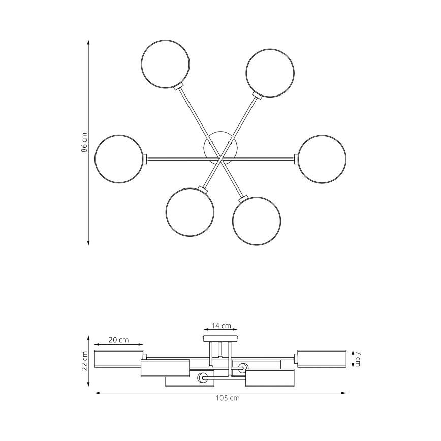 Φωτιστικό οροφής MAGA 6xE14/10W/230V καφέ