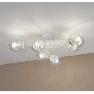 Φωτιστικό οροφής MALENA 6xE14/5W/230V λευκό/διαφανές