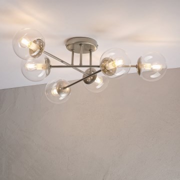 Φωτιστικό οροφής MALENA 6xE14/5W/230V ματ χρώμιο/διάφανο