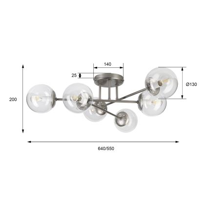 Φωτιστικό οροφής MALENA 6xE14/5W/230V ματ χρώμιο/διάφανο
