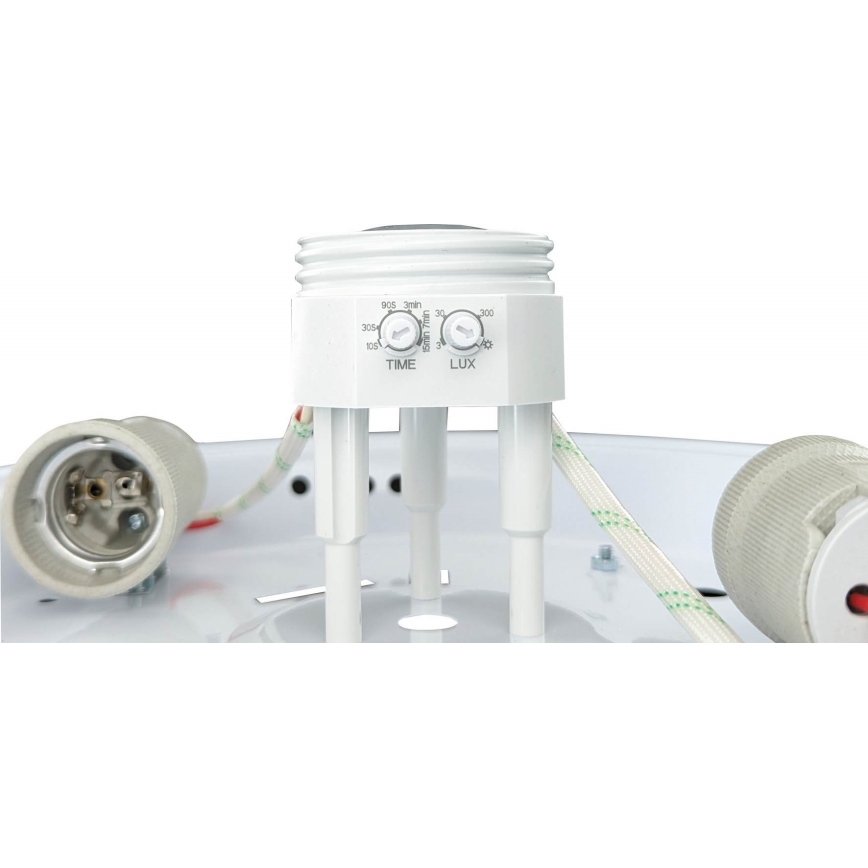 Φωτιστικό οροφής με αισθητήρα κίνησης και λυκόφωτος MANA 2xE27/40W/230V Ø 30 cm λευκό