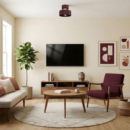 Φωτιστικό οροφής MARTI 1xE27/15W/230V Ø 20,5 cm βυσσινί/χρυσό