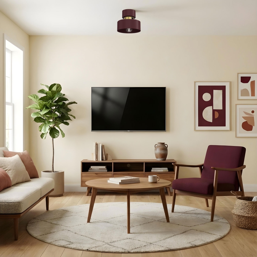 Φωτιστικό οροφής MARTI 1xE27/15W/230V Ø 20,5 cm βυσσινί/χρυσό