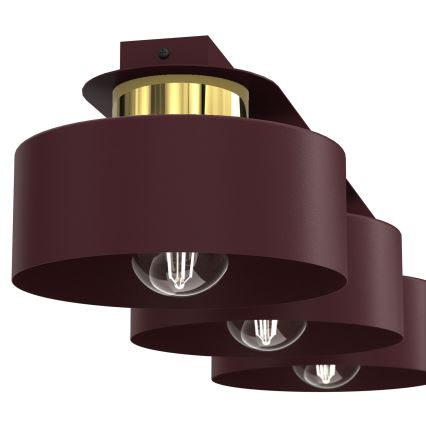 Φωτιστικό οροφής MARTI 3xE27/15W/230V 68x20,5 cm μπορντό/χρυσό