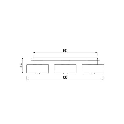 Φωτιστικό οροφής MARTI 3xE27/15W/230V 68x20,5 cm μπορντό/χρυσό