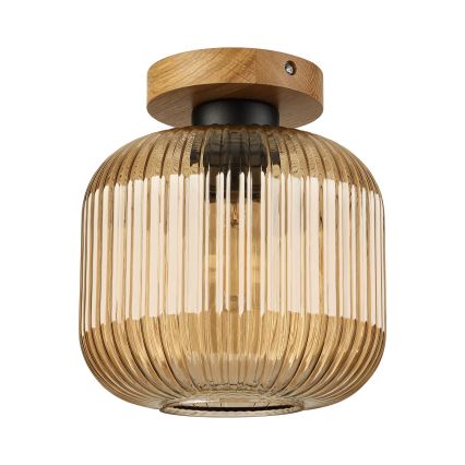 Φωτιστικό οροφής MILOU WOOD 1xE27/15W/230V δρυς/καπνιστό μπεζ Ø 20 cm
