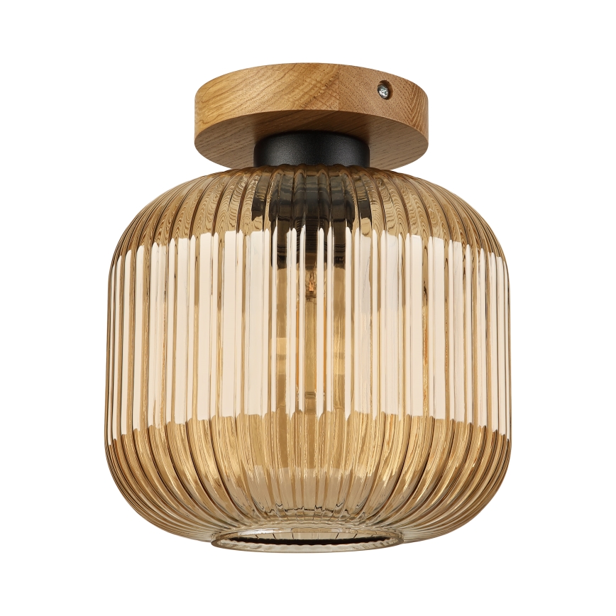 Φωτιστικό οροφής MILOU WOOD 1xE27/15W/230V δρυς/καπνιστό μπεζ Ø 20 cm