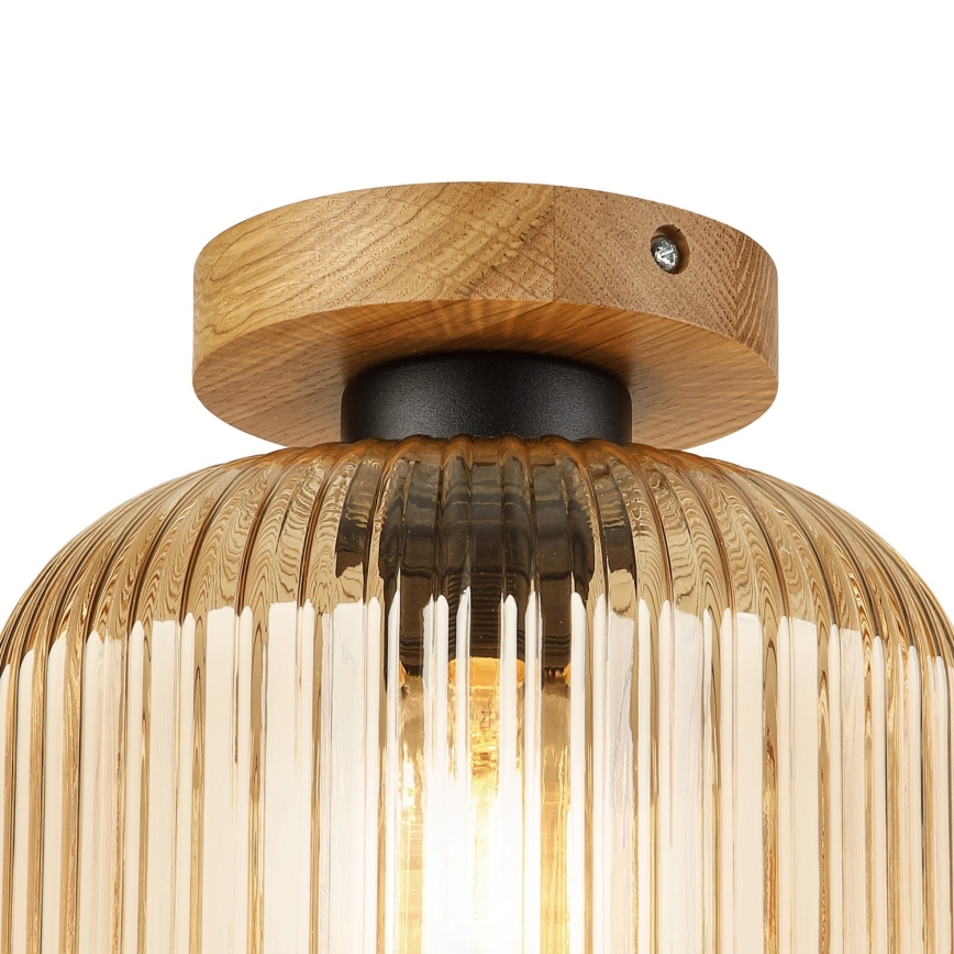 Φωτιστικό οροφής MILOU WOOD 1xE27/15W/230V δρυς/καπνιστό μπεζ Ø 20 cm