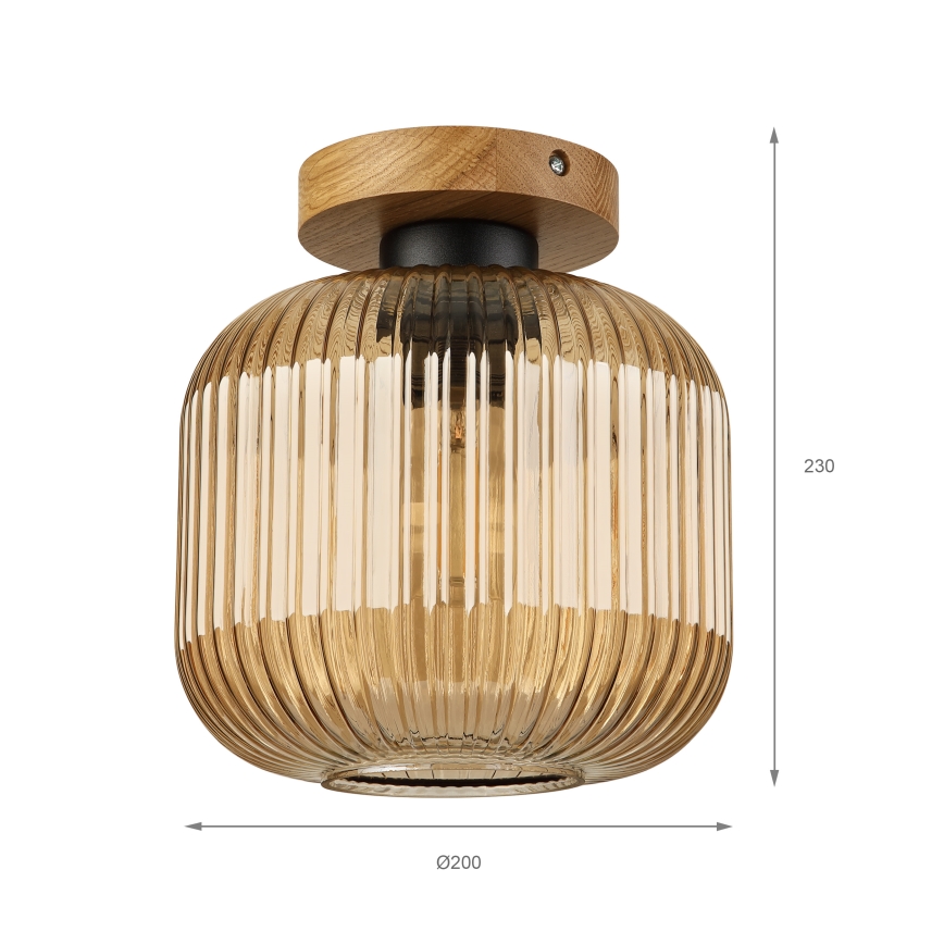 Φωτιστικό οροφής MILOU WOOD 1xE27/15W/230V δρυς/καπνιστό μπεζ Ø 20 cm