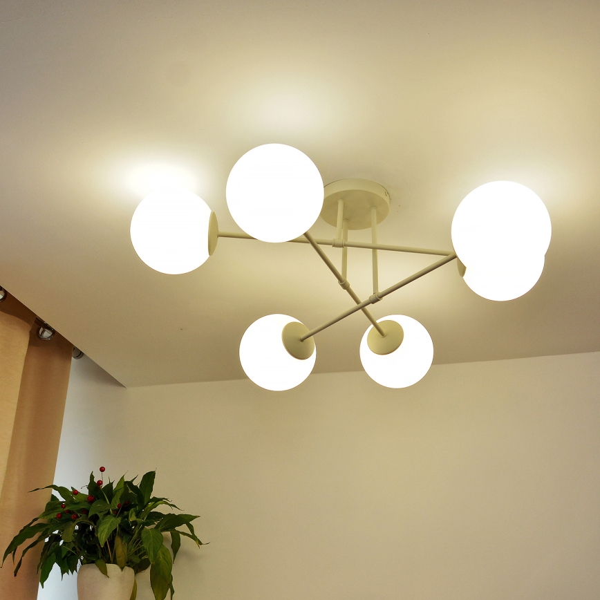 Φωτιστικό οροφής MOON 6xE27/15W/230V εκρού