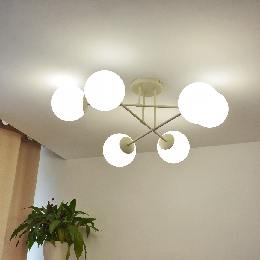 Φωτιστικό οροφής MOON 6xE27/15W/230V εκρού