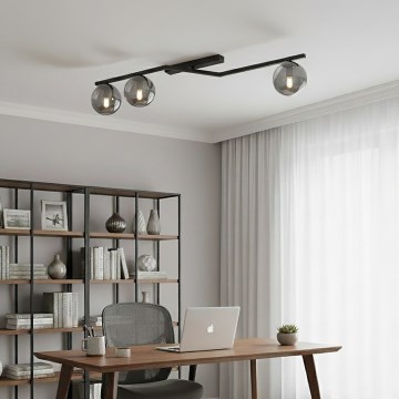 Φωτιστικό οροφής NATON 3xE14/10W/230V μαύρο/καπνιστό