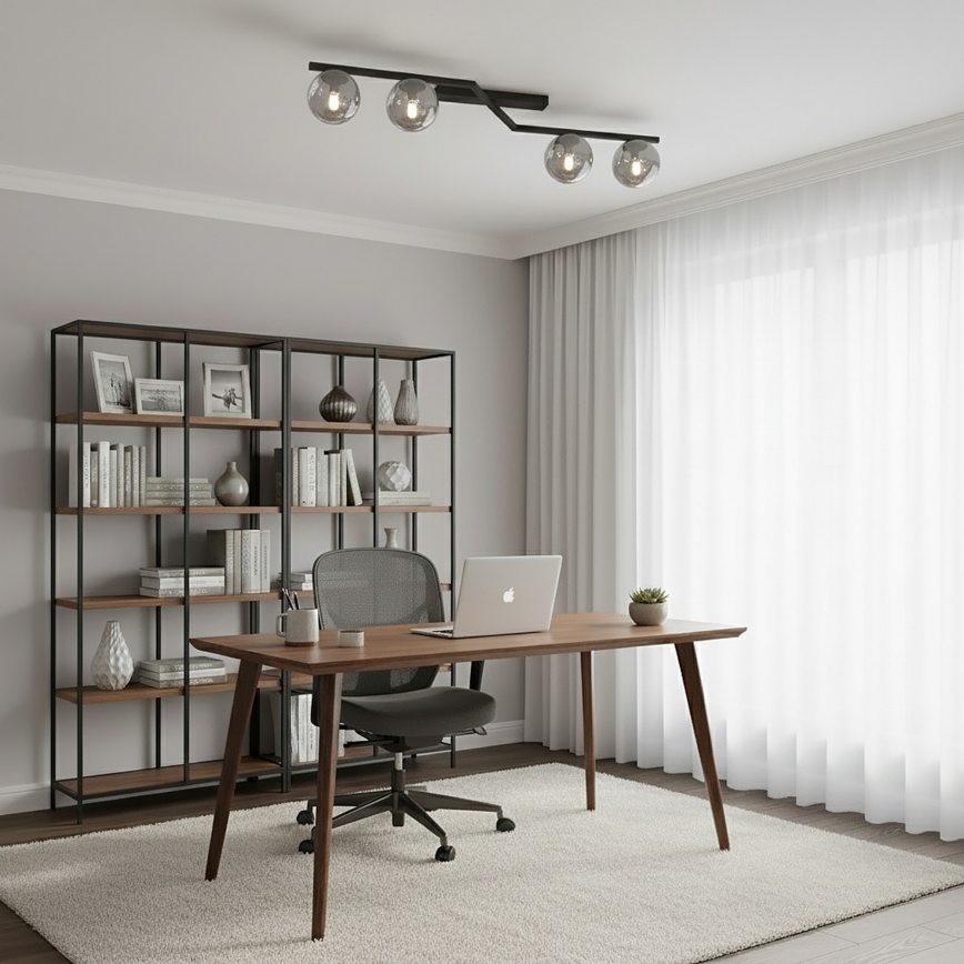 Φωτιστικό οροφής NATON 4xE14/10W/230V μαύρο/καπνιστό