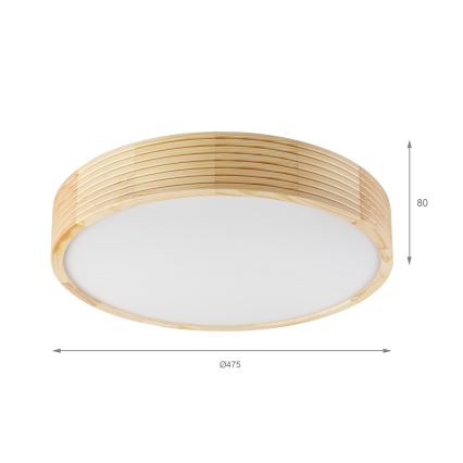 Φωτιστικό οροφής NATURAL MODERN 3xE27/15W/230V, διάμετρος 47,5 cm, από πεύκο
