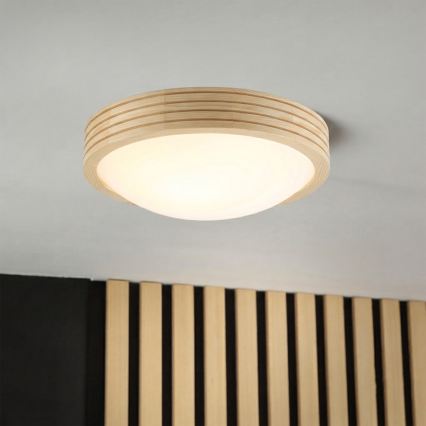 Φωτιστικό οροφής NATURAL MODERN SLIM 1xE27/15W/230V, διάμετρος 27,5 εκ., από πεύκο
