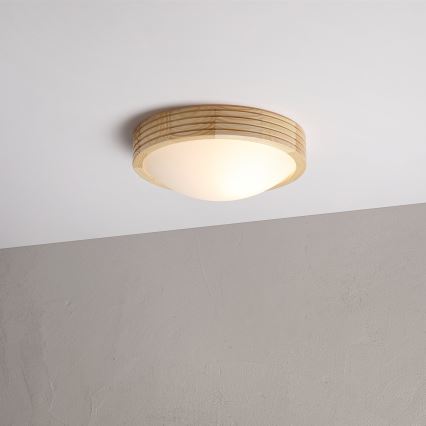 Φωτιστικό οροφής NATURAL MODERN SLIM 1xE27/15W/230V, διάμετρος 27,5 εκ., από πεύκο
