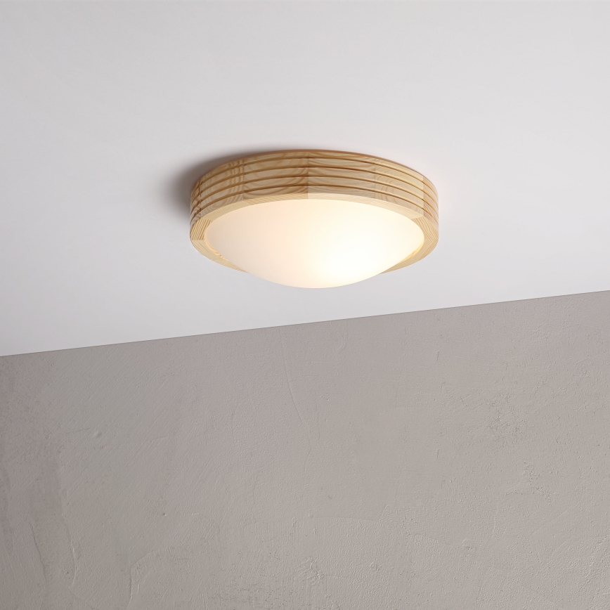 Φωτιστικό οροφής NATURAL MODERN SLIM 1xE27/15W/230V, διάμετρος 27,5 εκ., από πεύκο