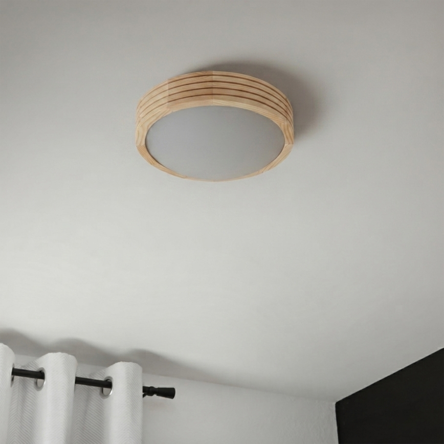 Φωτιστικό οροφής NATURAL MODERN SLIM 1xE27/15W/230V, διάμετρος 27,5 εκ., από πεύκο