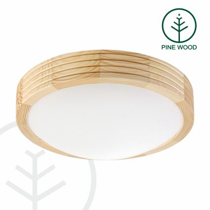 Φωτιστικό οροφής NATURAL MODERN SLIM 1xE27/15W/230V, διάμετρος 27,5 εκ., από πεύκο